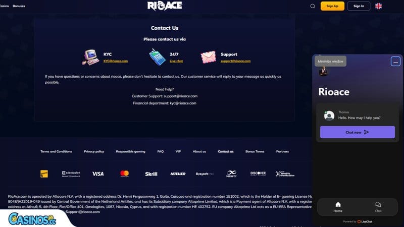 Image: Rioace Deutschland - Aktuelle Promotionen und Einzahlungsboni für deutsche